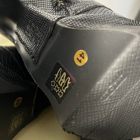 NWT A.S.98 Ford Boots Chunky Heel Platform Cutout Black Leather Size 41 US 9.5 - Picture 9 of 9